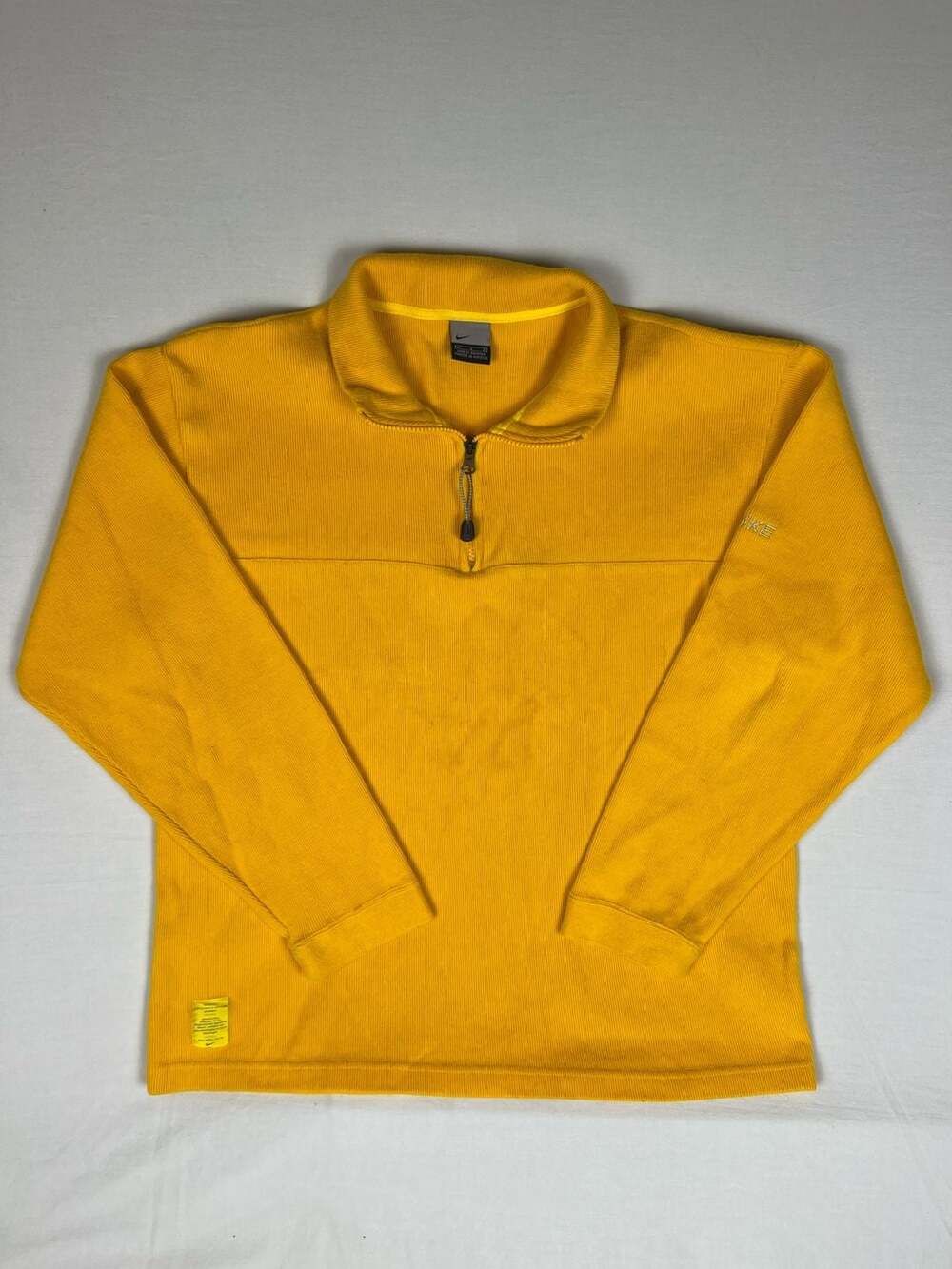 Vintage Nike 90s/2000s Heavyweight Ribbed 1/4 Zip Pullover Gold Yellow Large L